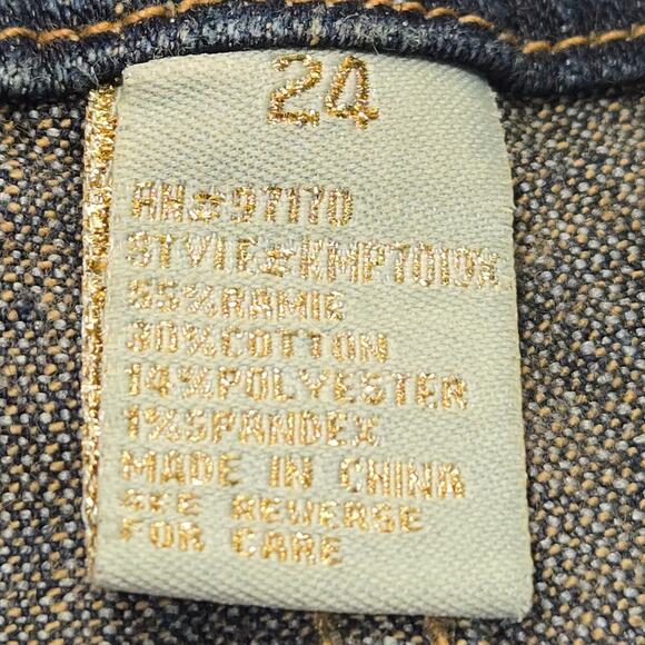 Goddess Womens Size 24 Denim Shorts Bermuda Dark Wash Stretch Beach Vacation - Picture 15 of 16